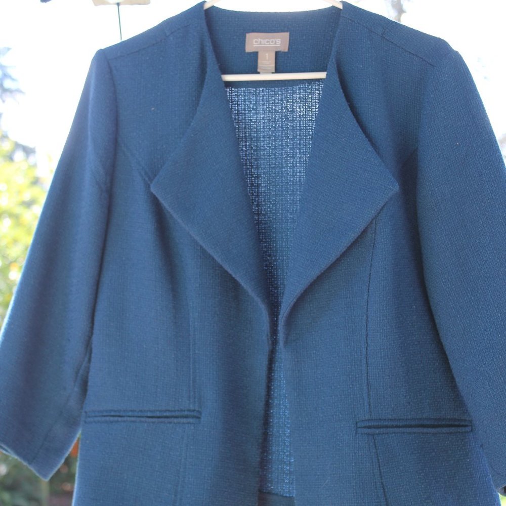 Chico's Ceruleun/Teal Blue Open Blazer (size 1)